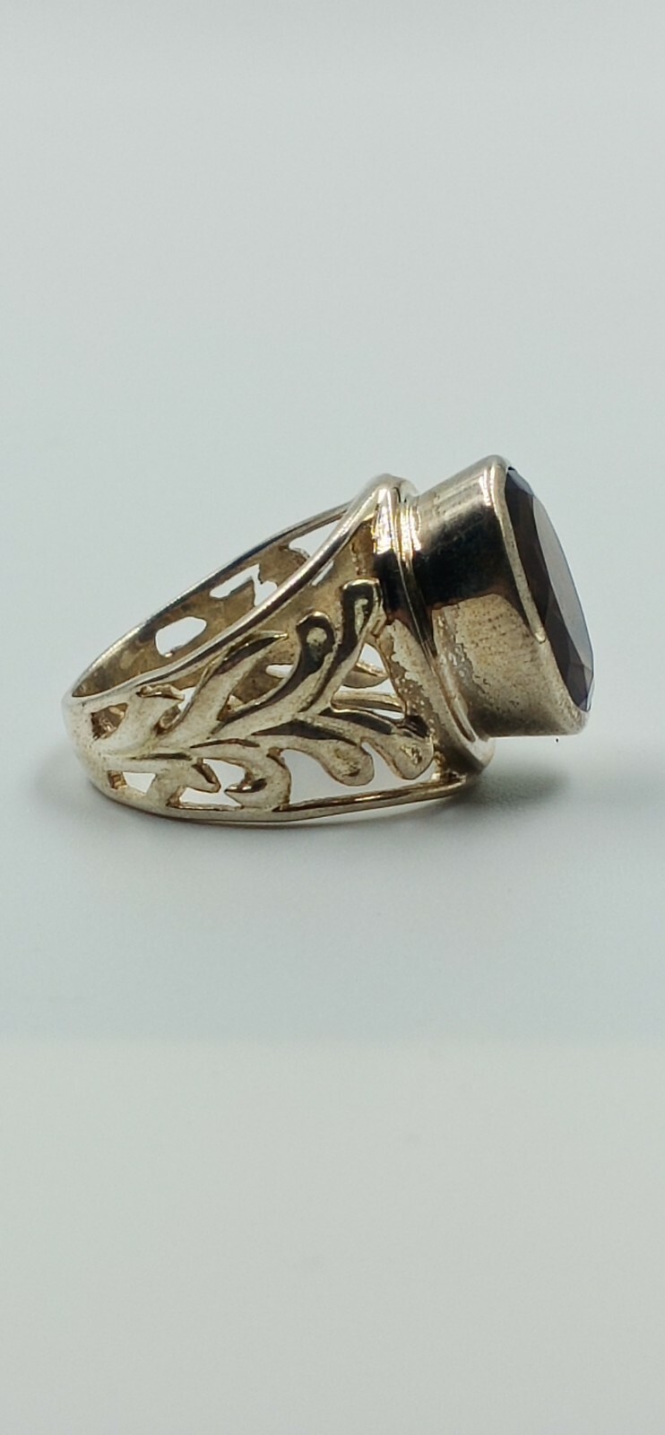 Oval Shape Rich Shiny Brown Tourmaline With Art Deco Design Solitaire Fine Rings
