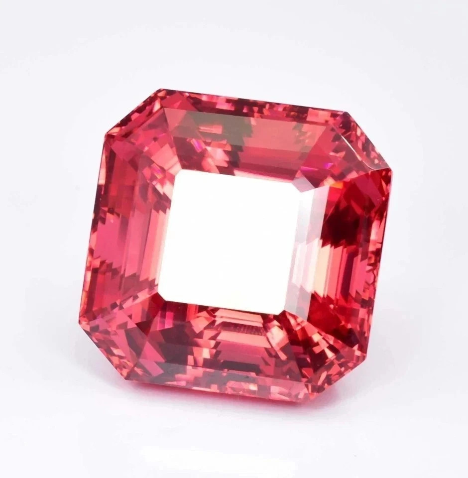 12.07 Ct+ Certified Natural Padparadscha Sapphire Asscher Cut Loose Gemstone A+