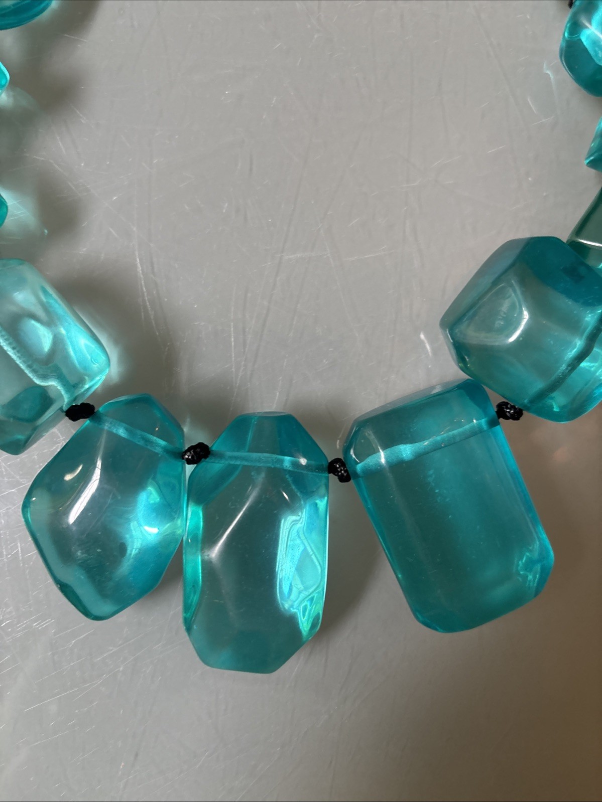 NWOT Statement Bib Chunky Turquoise Blue Stones Resin Anthropologie