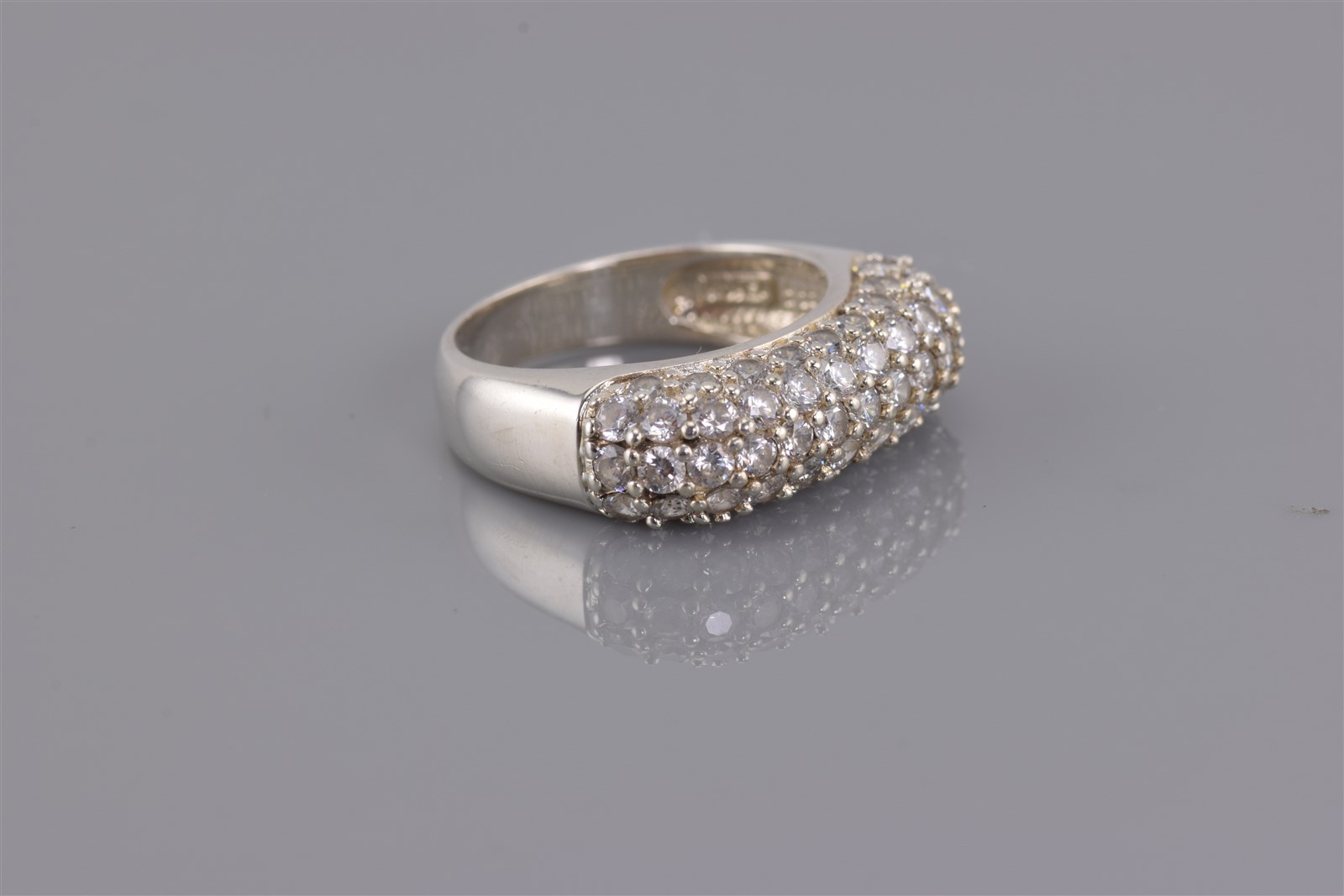 Affinity Sterling Silver Rounded Over Cubic Zirconia Cluster Band Ring 925 Sz: 5