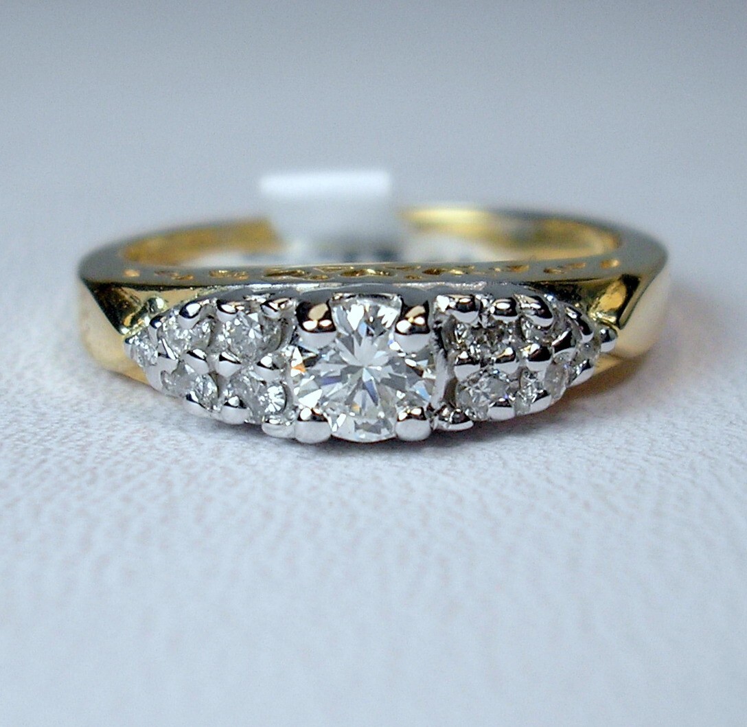 0.24 ct Round 0.43 cttw Natural Diamonds 14K Two-Tone Gold Ring Was $1,395 Video