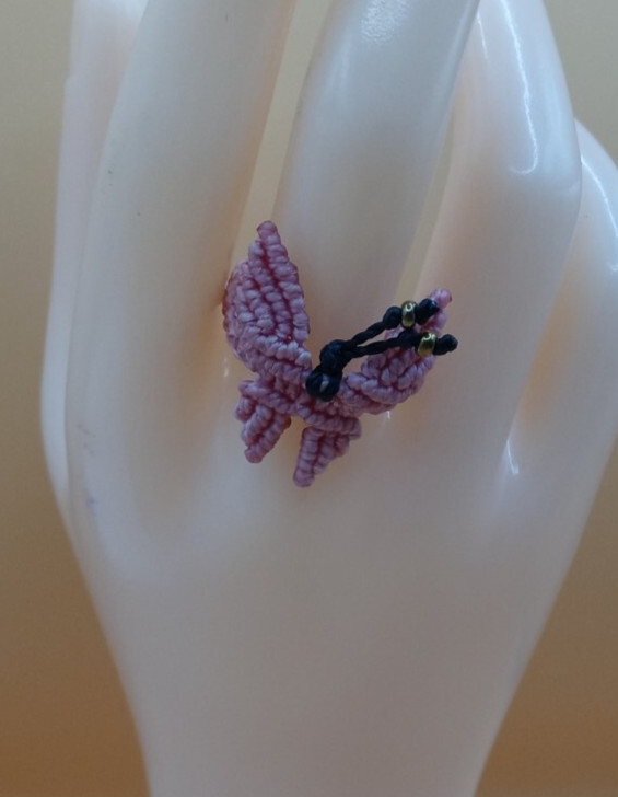 Women’s Ring Woven Macramé Thread Butterfly Design