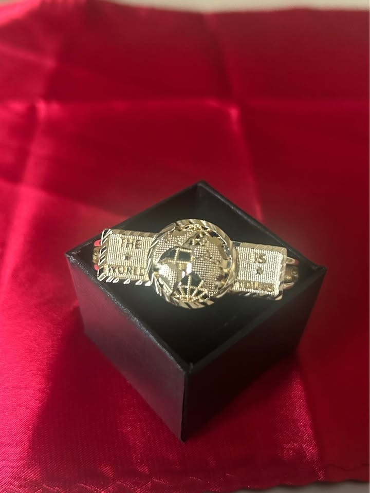 14k gold filled double finger the world is yours ring