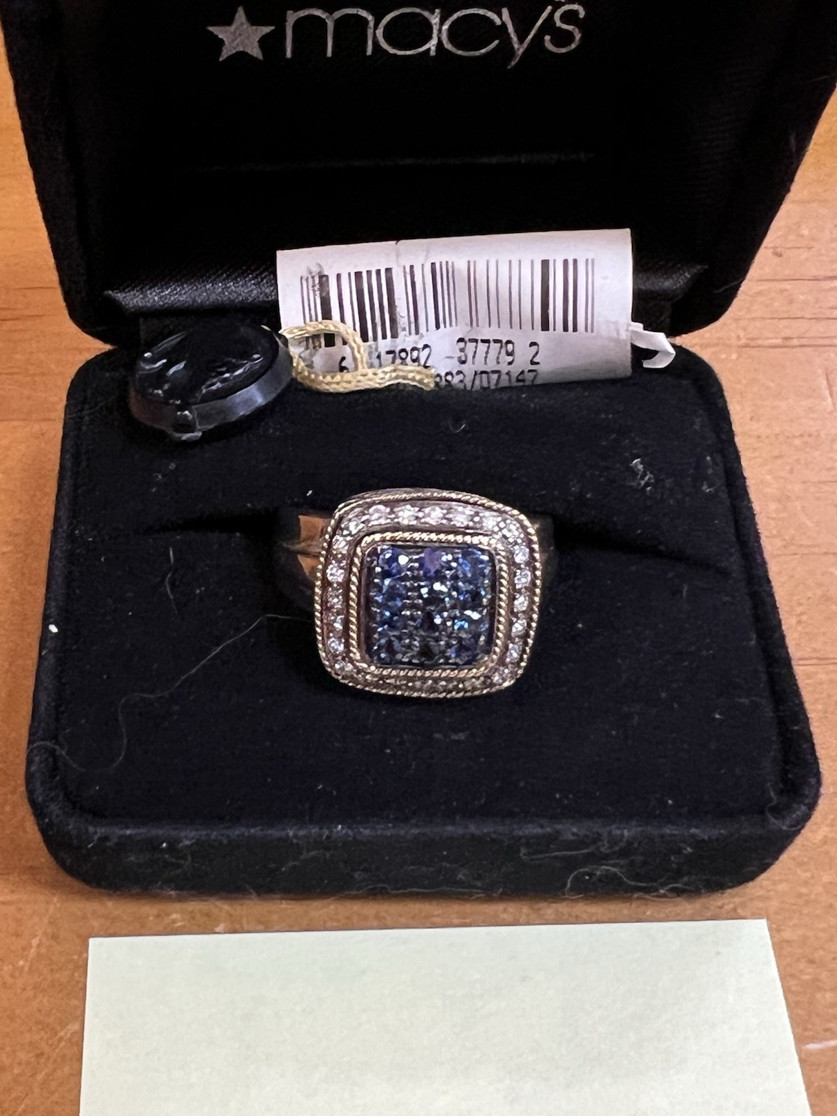 Effy Blue Stone Ring Sterling Silver 18k Sapphire Pave