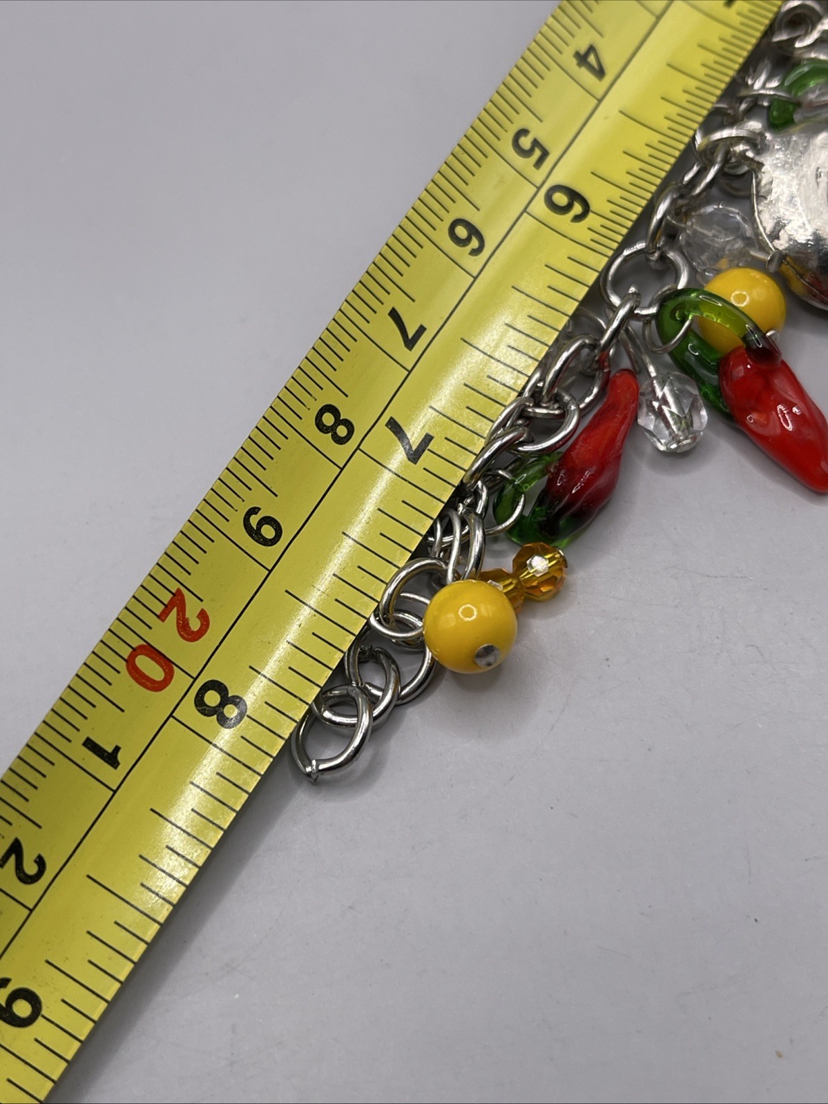 Charm Bracelet Jewelry Woman Glass Hot Papper Chili Cactus Sombrero Silver Tone