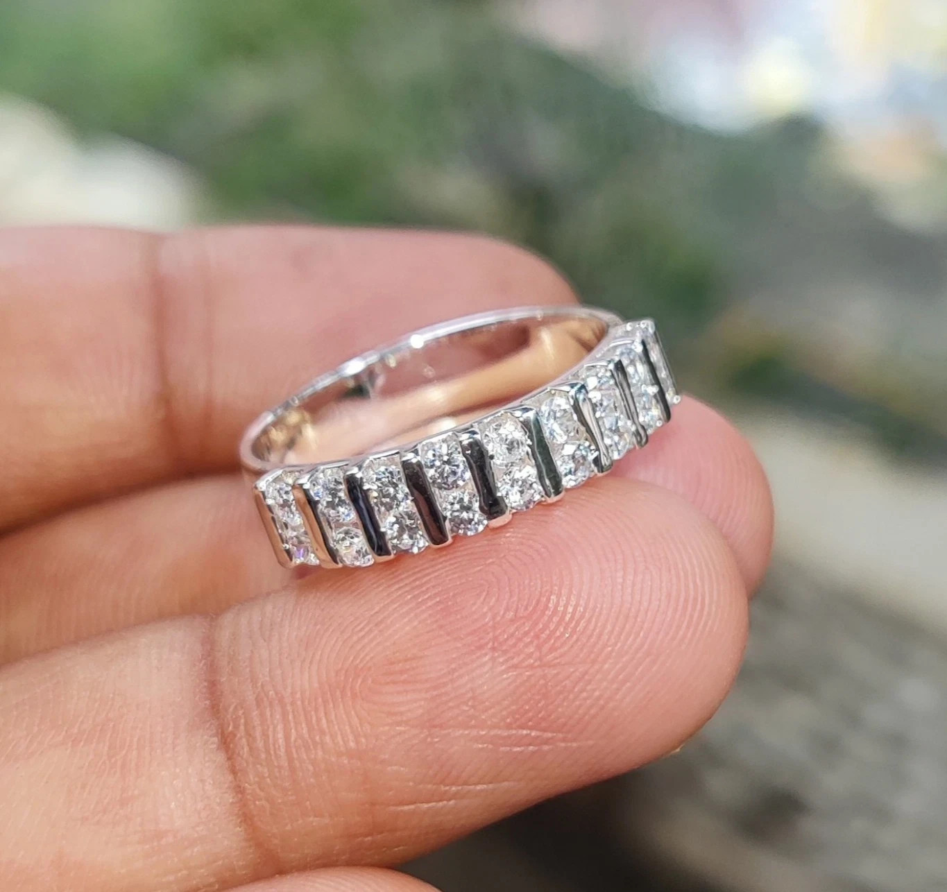 1.50 Ct Round Natural Diamond Eternity Wedding Band 14K White Gold Size 6 7 8 9