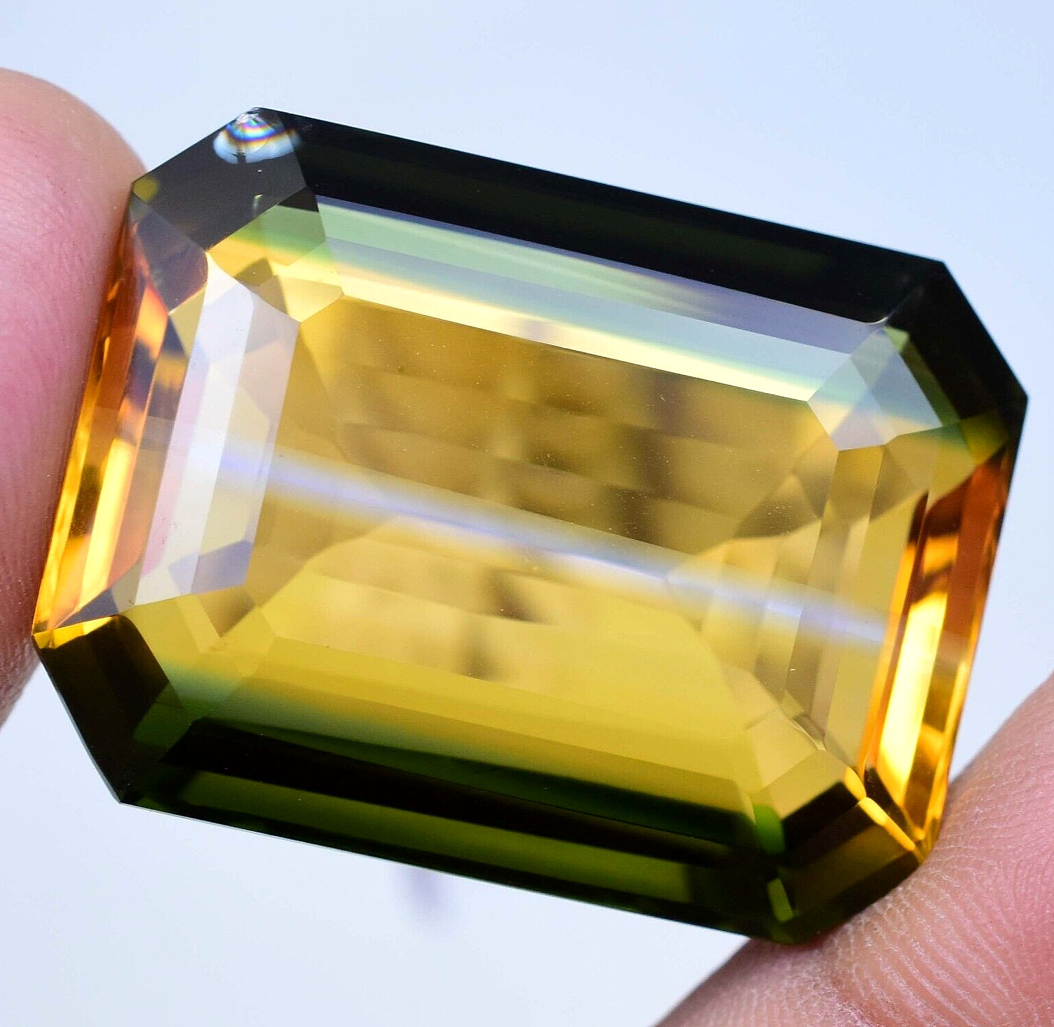Natural Bi-Color Tourmaline 72.90 Ct Emerald Cut AGL Certified GIGANTIC Gemstone