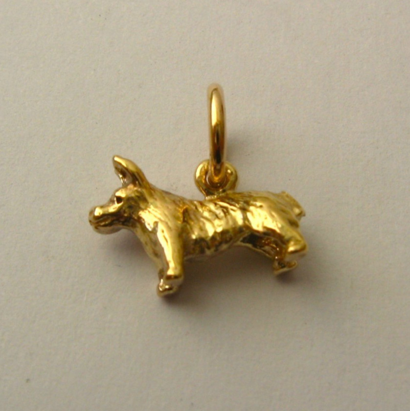 GENUINE SOLID 9K 9ct YELLOW GOLD 3D DOG Animal CHARM PENDANT