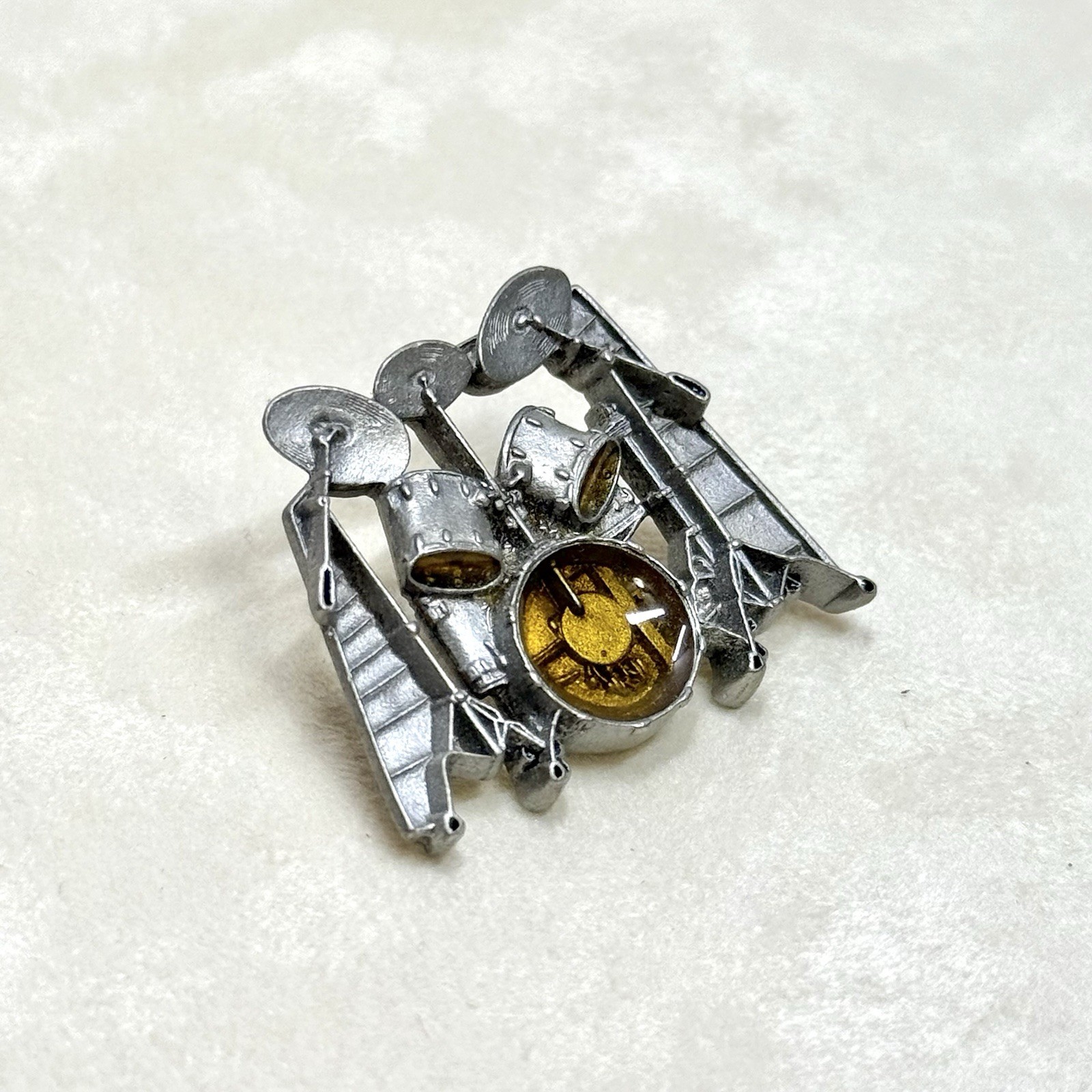 Drum Set Vintage Pin with Enamel – Future Primitive Brand – Musician Gift – 1.5″