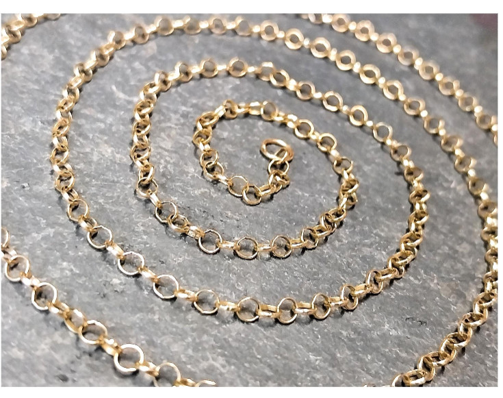 Vintage 9ct GOLD BELCHER Chain Necklace, 23″ Long Hallmarked – 3.1g