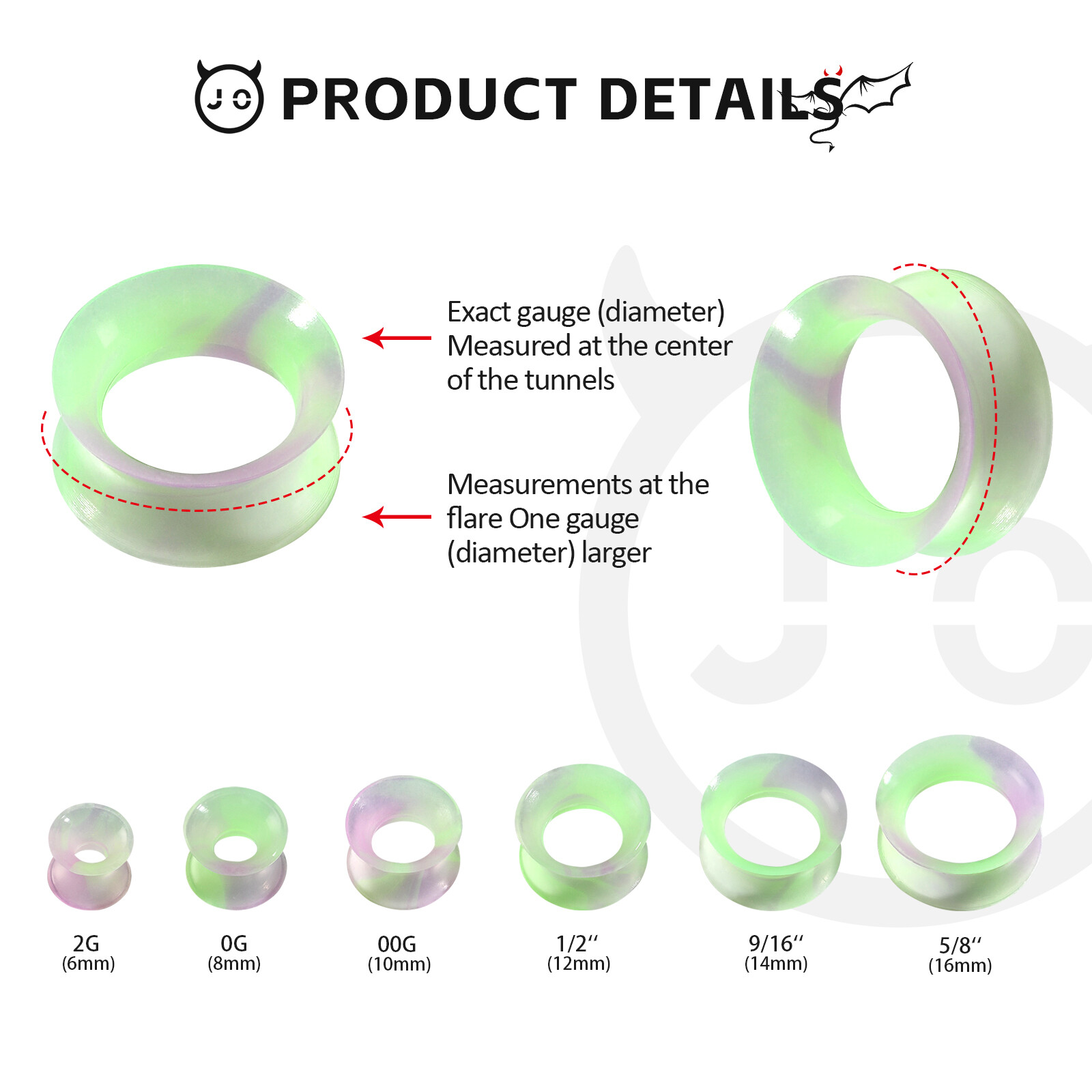 2pcs Silicone Tunnels Ear Gauges Soft Colorful Expander Plugs Double Flared