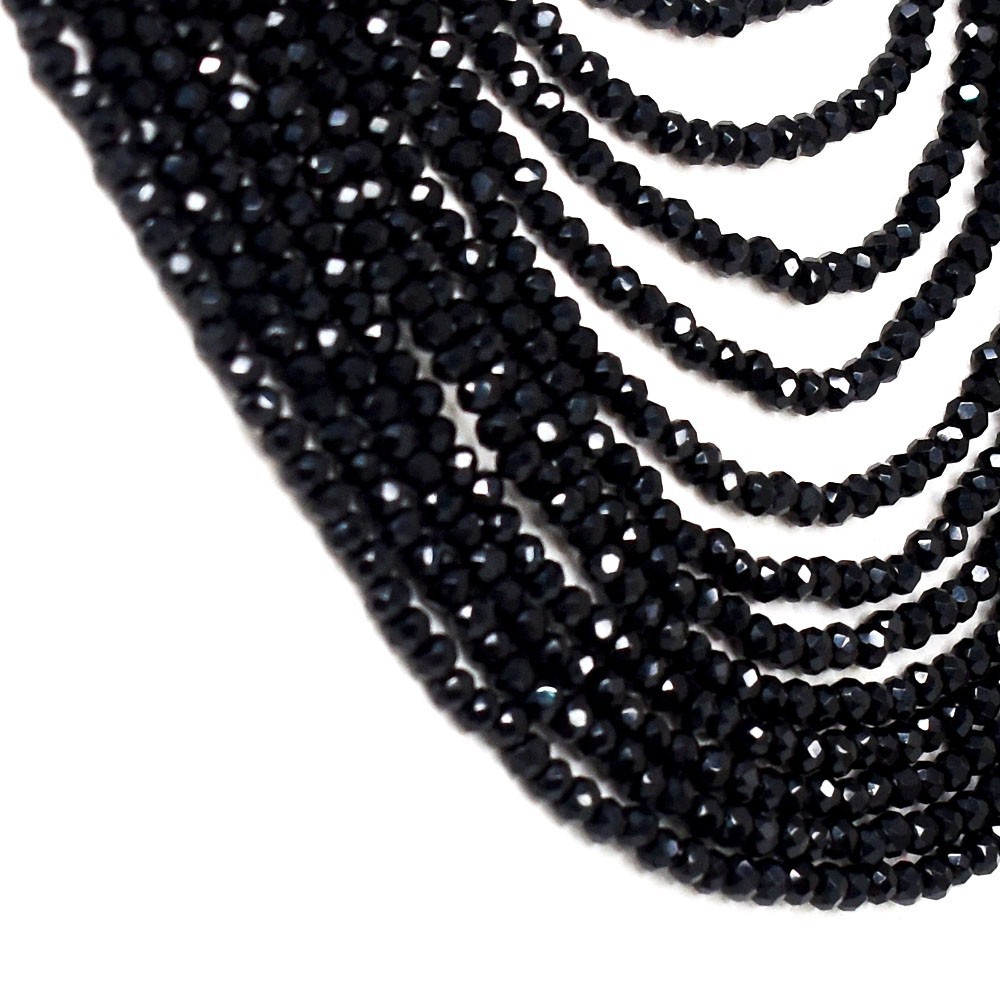 12 Strand Amazing Cut Black Spinel 465 Cts Beaded Beautiful Necklace VK 23 AZ1