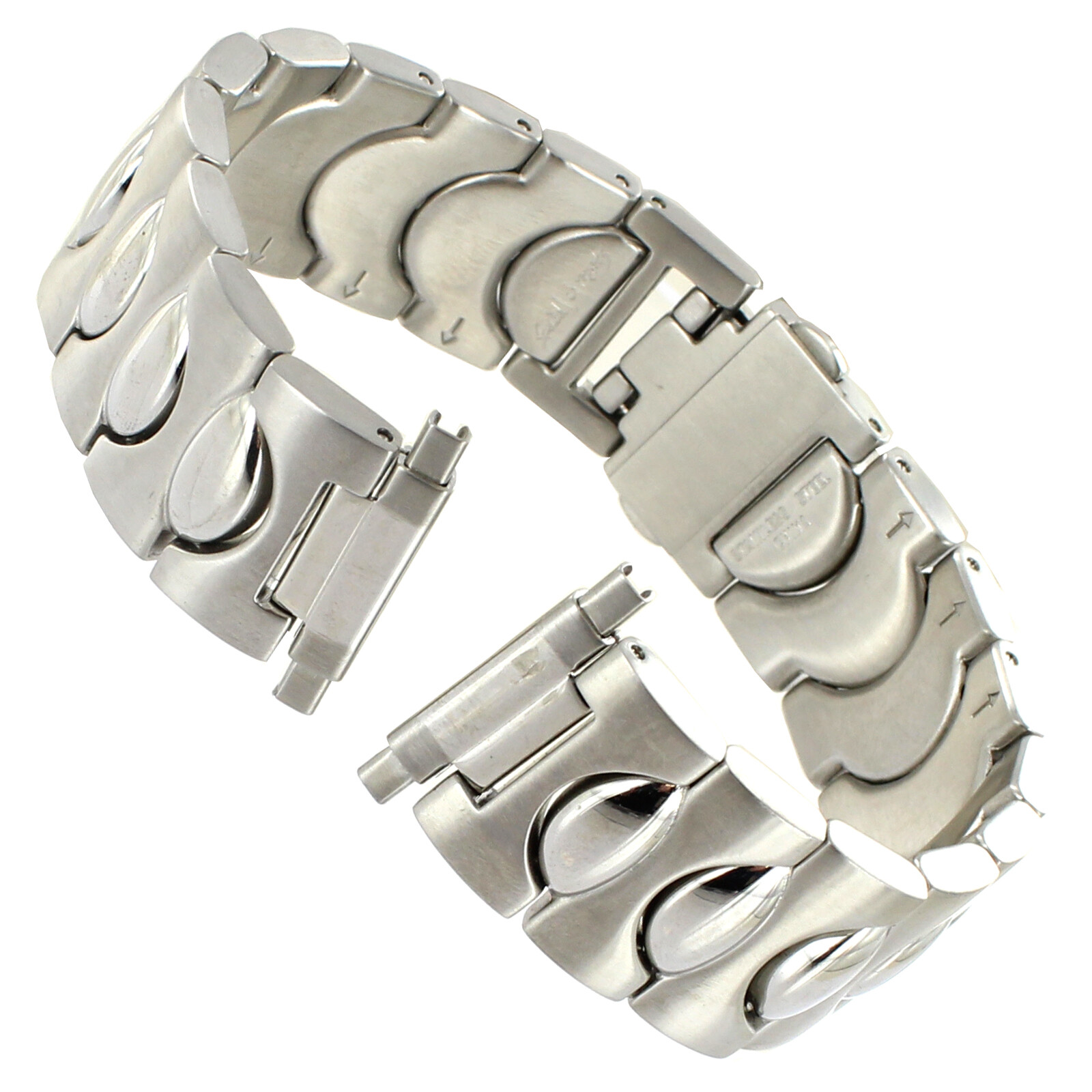 16-22 MM Speidel Solid Silver Tone Stainless Push Open Clasp Mens WatchBand 1691