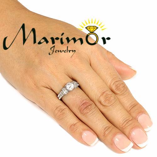 1.32Ct Round Cut Cubic Zirconia Stainless Steel Engagement Ring Womens Size 5-10