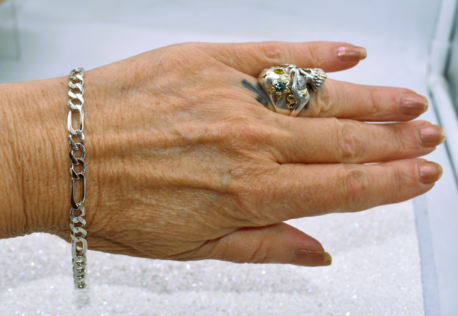 Italian Figaro 5.5 mm Sterling Silver Bracelet 8-3/4 inch 9.2 grams