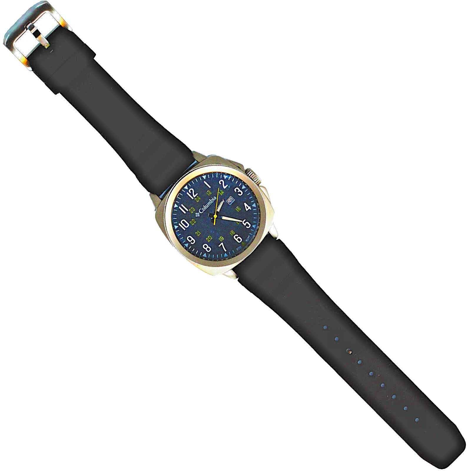 New Columbia, 12/24 Hour Date Extra Big Dial, Rubber Band, Cornerstone Watch $89