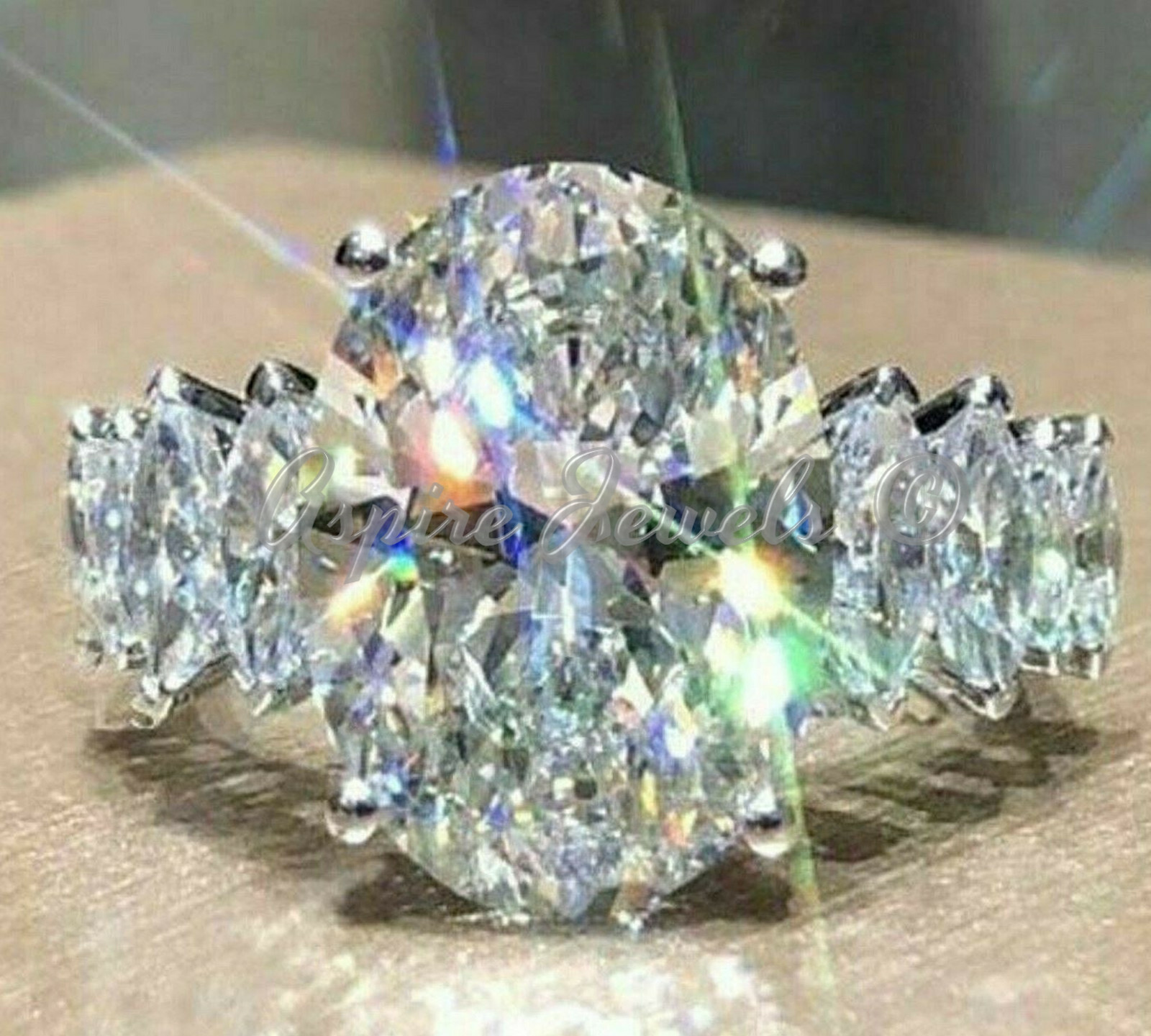 4.55cts Oval Cut MOISSANITE D/VVS1 Engagement Wedding Ring Solid 14k White Gold