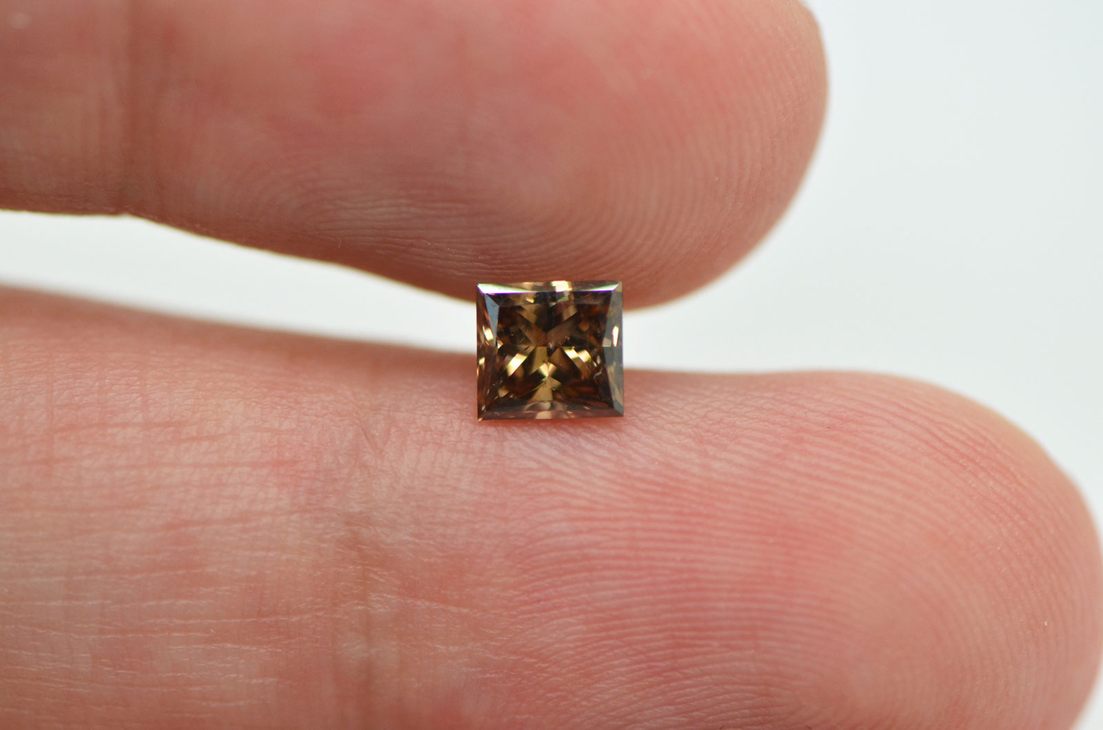 Princess Diamond Loose Fancy Brown Color SI1 Enhanced 5.11X4.77MM 0.70 Carat