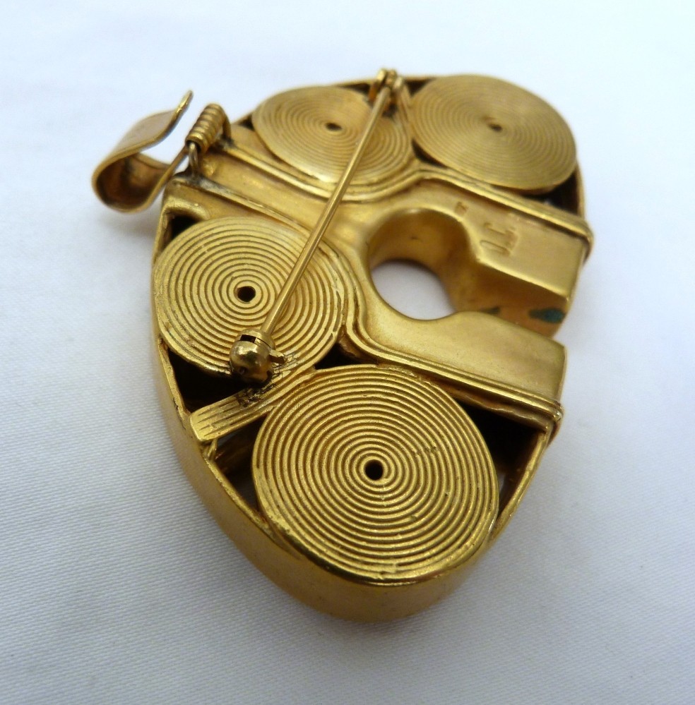 GALERIA JOYERIA CANO “SIMIN” 24K GOLD PLATE SPIRAL PIN OR PENDANT ~$315 RETAIL