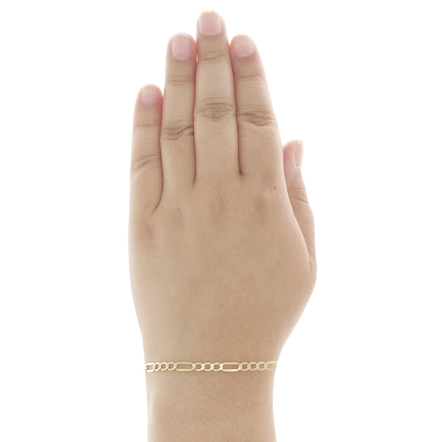 10K Yellow Gold 4mm Diamond Cut Hollow Fiagro Link Bracelet / Anklet 7-10 Inches