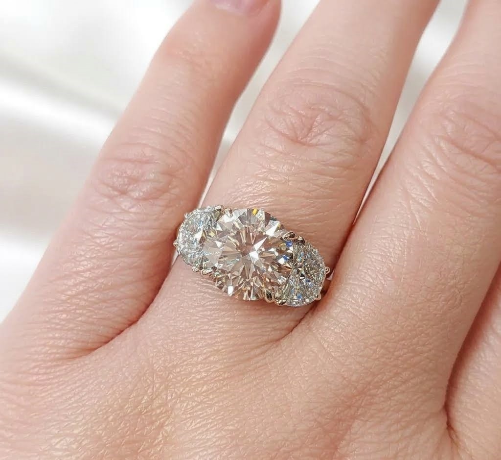 IGI Lab Created Diamond Ring 18k White Gold Fancy Vivid Pink 5.00 Ct Round Cut