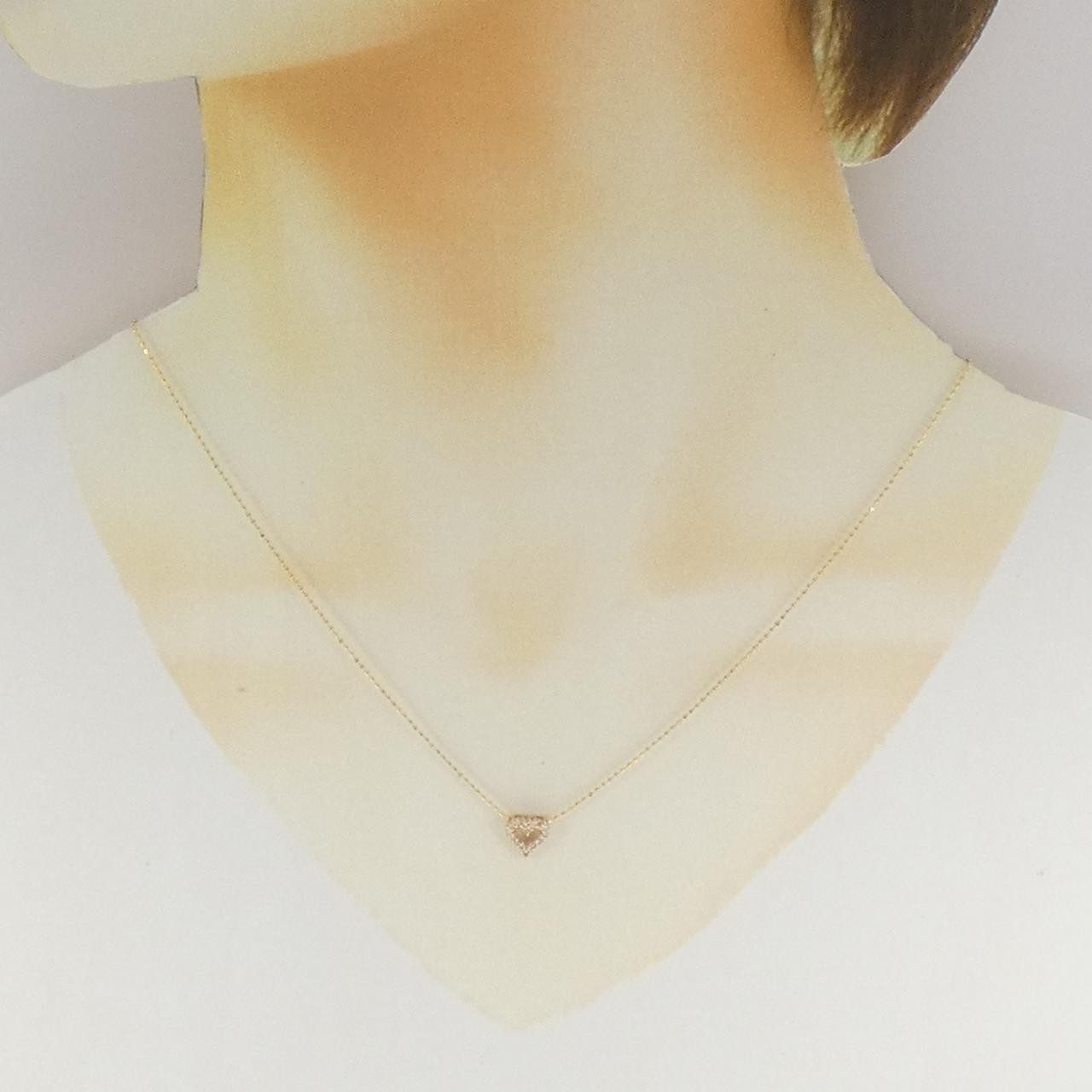 Authentic K18PG/K18YG Heart Diamond Necklace 0.10CT #230-000-648-2922