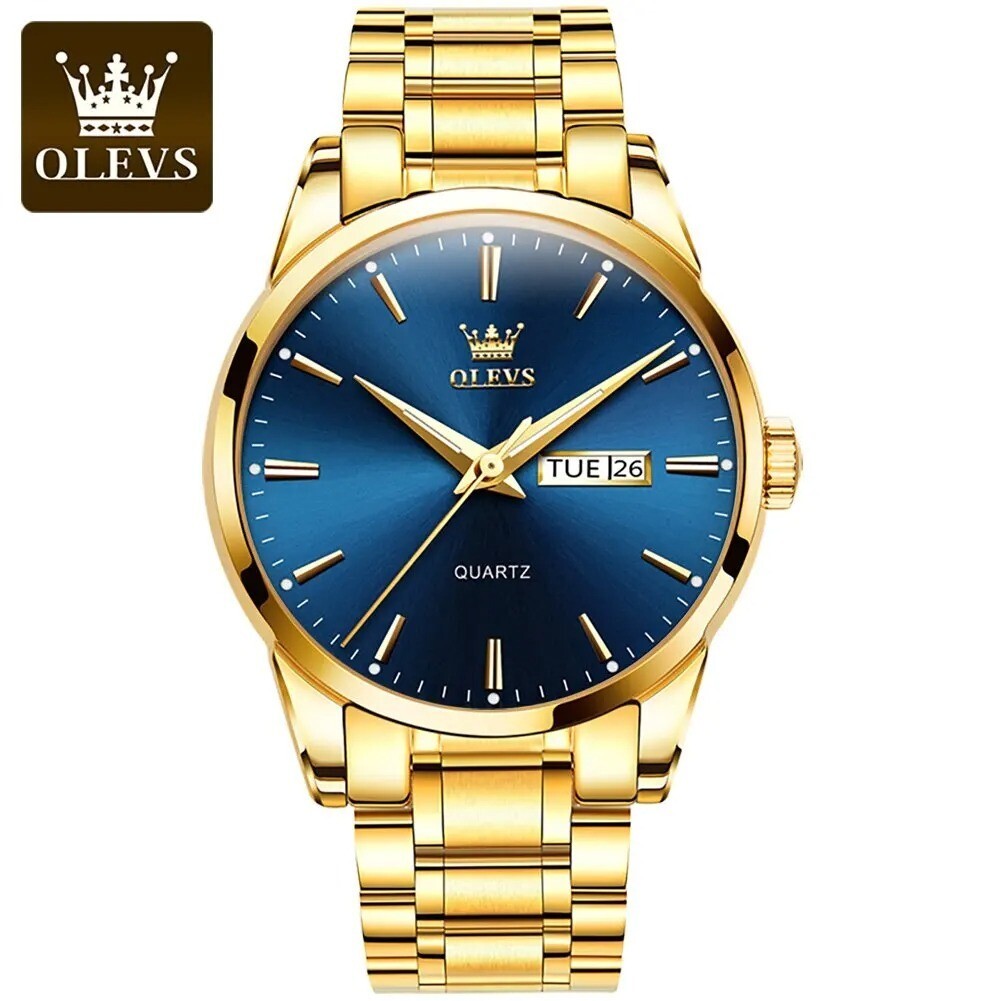 OLEVS Gold Watches for Men Watches Men Stainless Steel Mens Watches Day and Date
