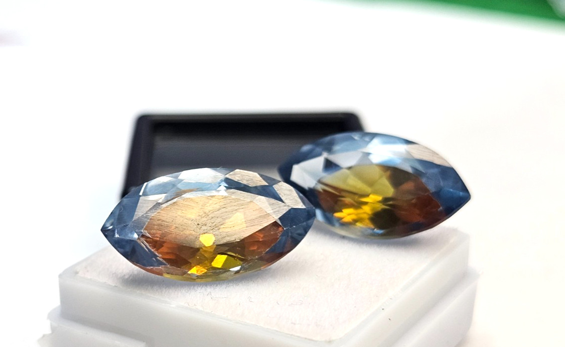 Pitambari Sapphire Natural Marquise Cut 18-19 Ct Certified Pair Gemstone FR-019