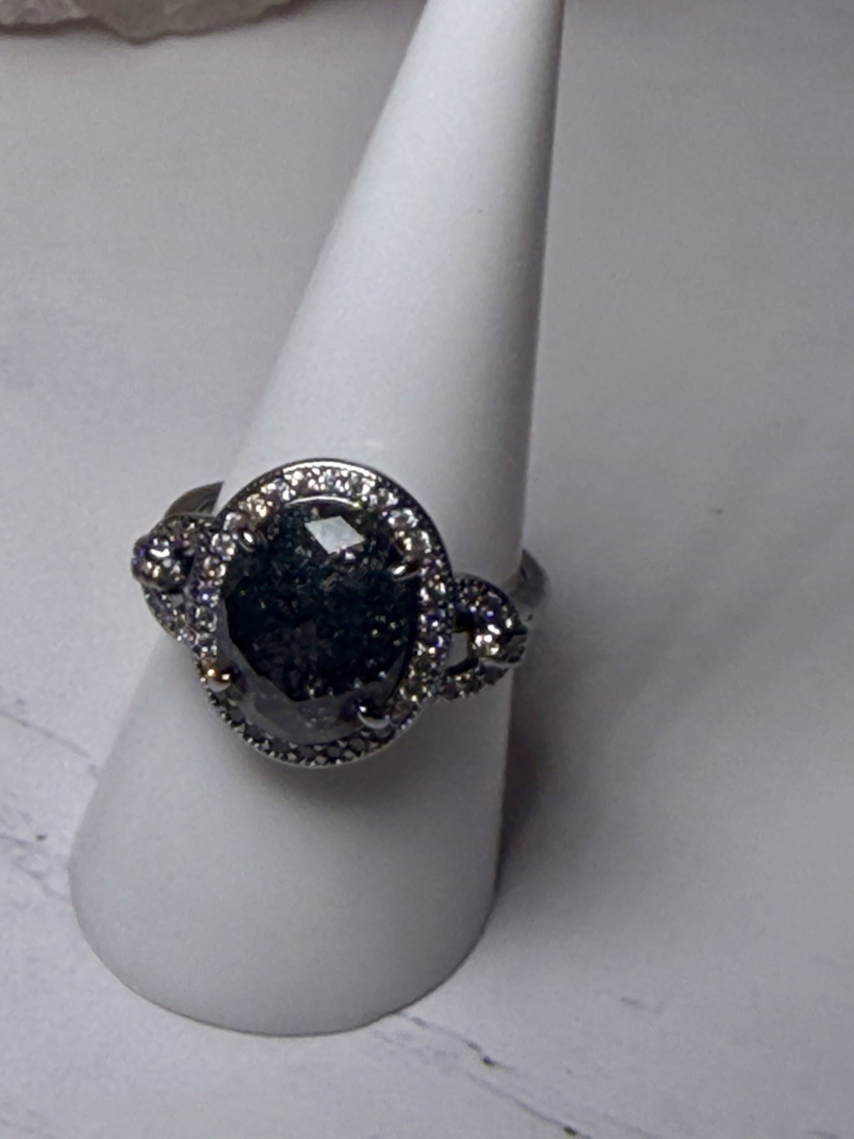 Bomb Party RG59420 “More Than Anything Else” Ring Sz 8 Black IceCrystal Hematite