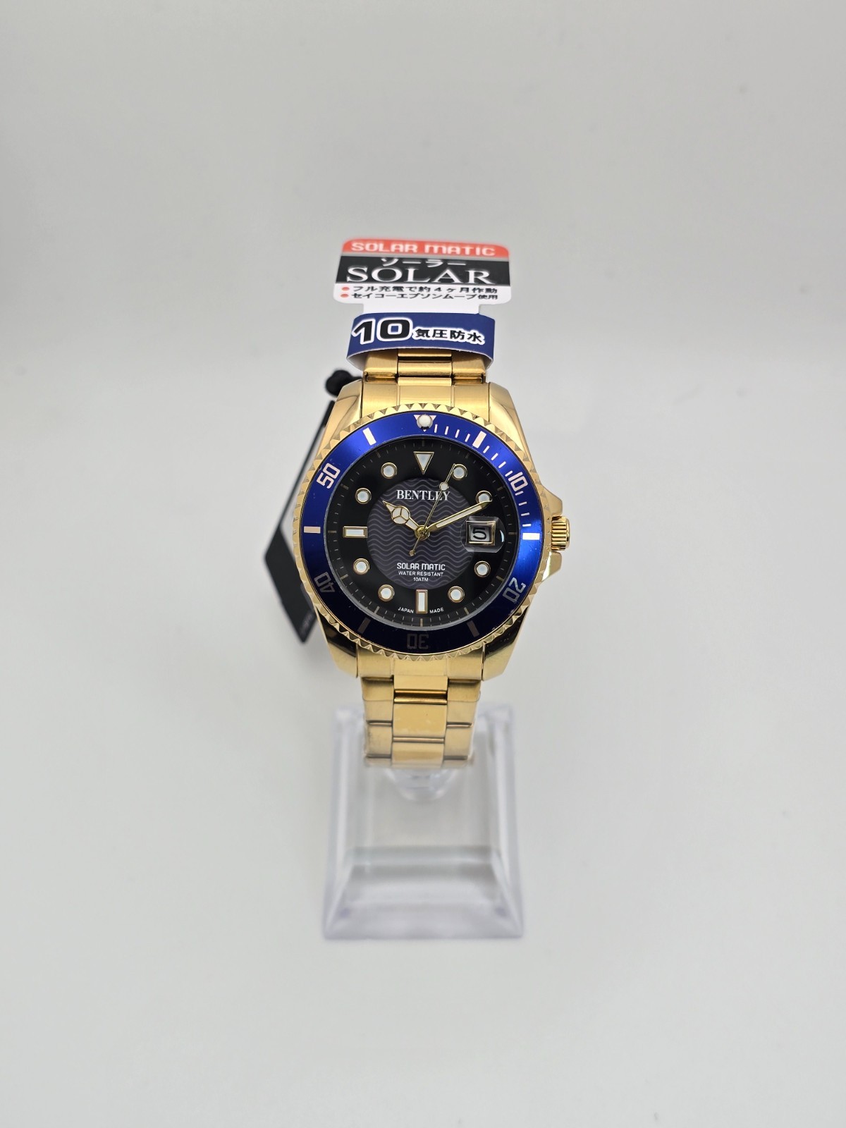 Crepha Bentley Solar Diver Watch BT-AM389-BLG JDM Japan Gold Seiko Epson Movt