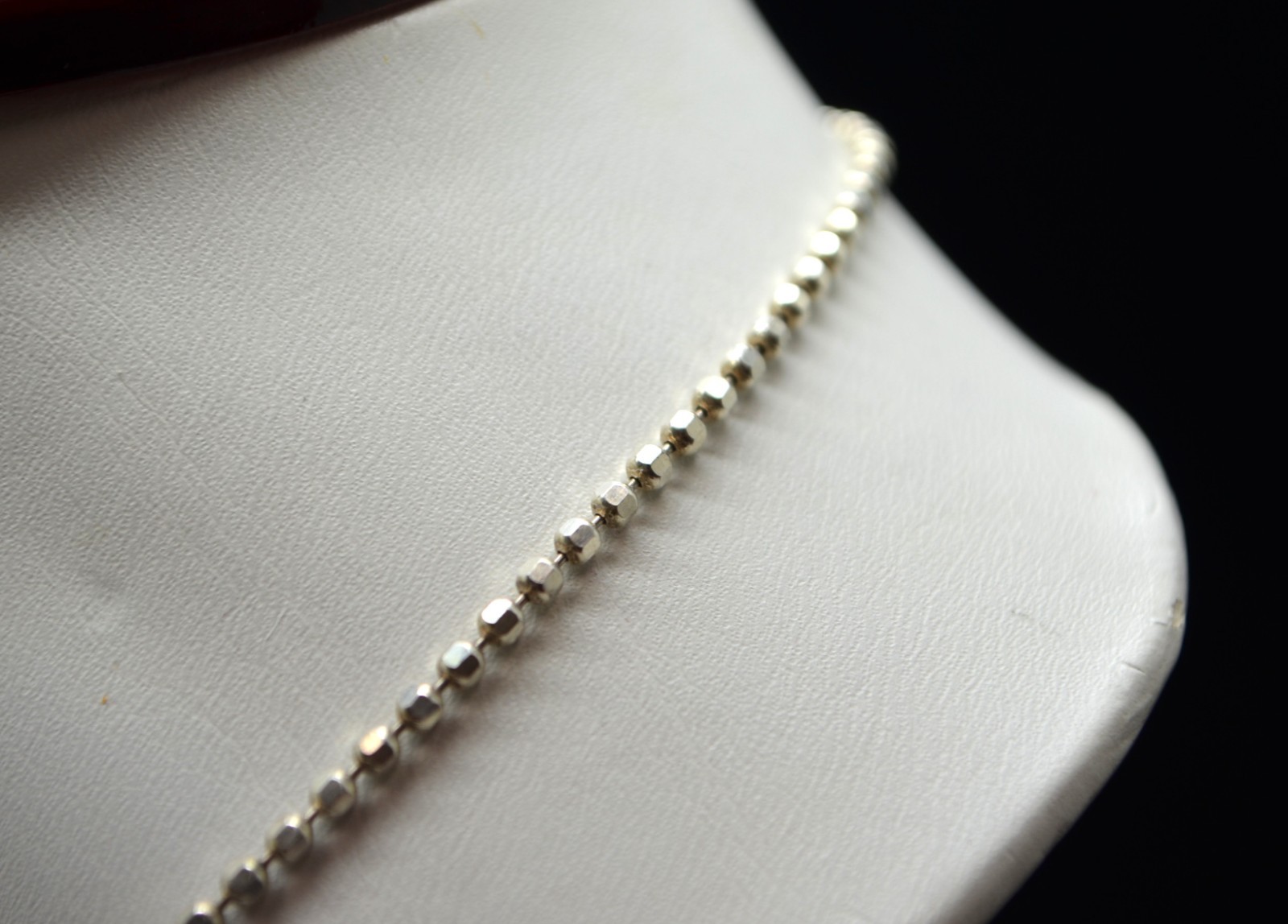 Sterling Silver Adorable Cut Bead Chain Necklace 20.0″ #FME854