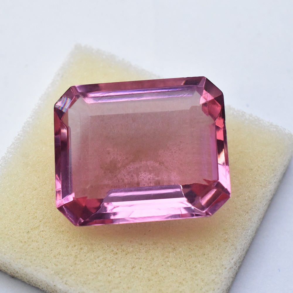 BEAUTIFUL Brazilian NATURAL Pink Topaz 84Ct Emerald Cut CERTIFIED Loose Gemstone