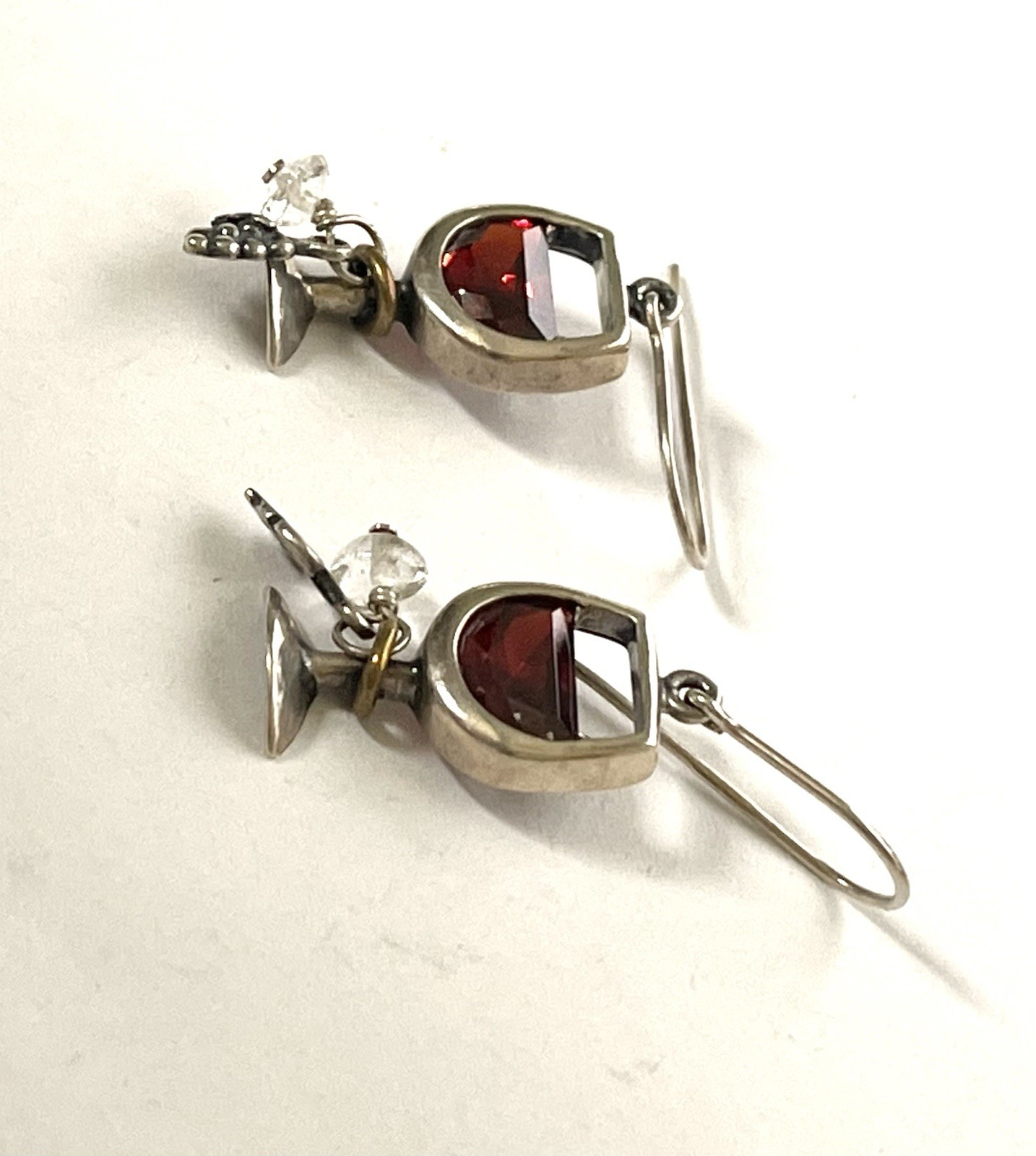 Silpada Sterling Silver Red Wine Glass Charms Dangle Earrings. (465)