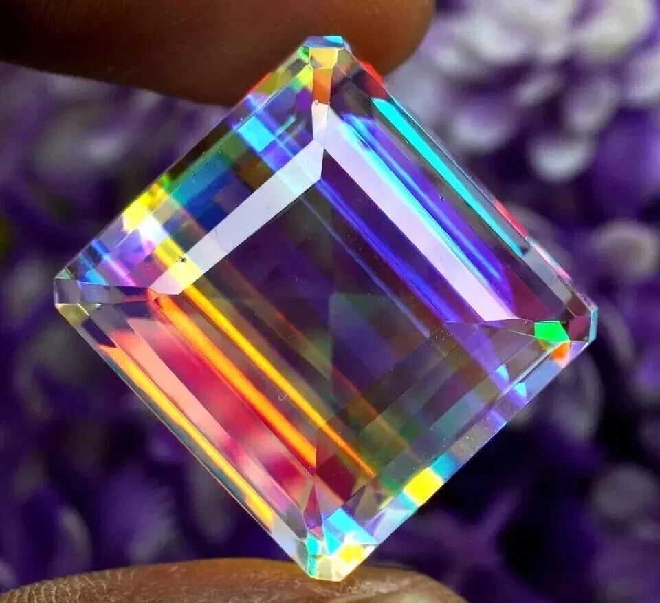 Rainbow Mystic Topaz Emerald Cut 100 Ct Natural Gemstone Loose EGL Certified
