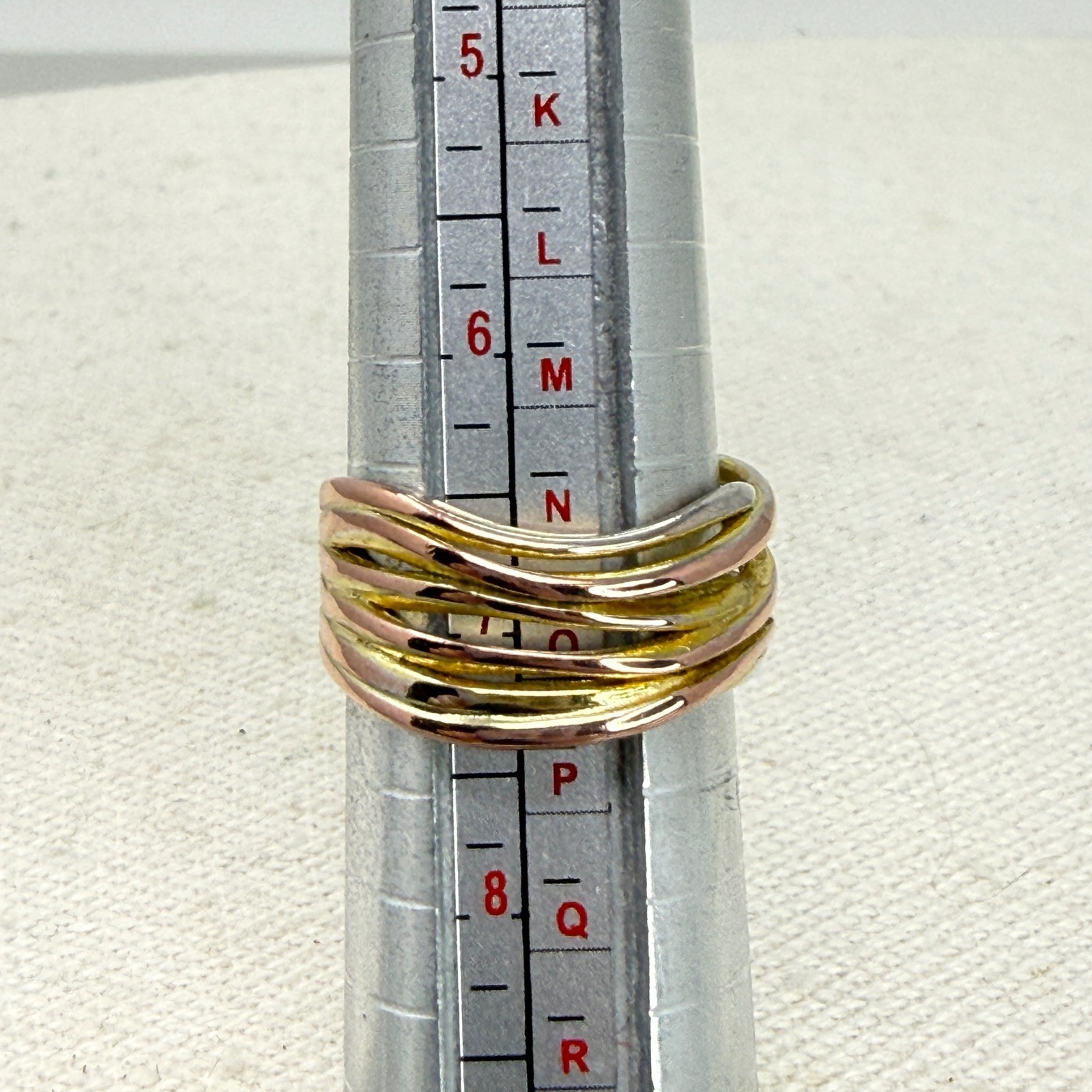 Sterling Silver Tri Color Multi Band Adjustable Wrap Ring Mixed Metal Modernist
