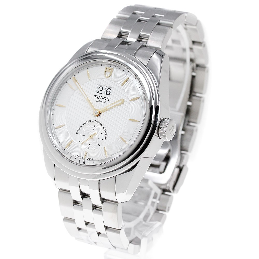 TUDOR Glamour 57100 Double date Silver Dial Automatic Men’s Watch_849683