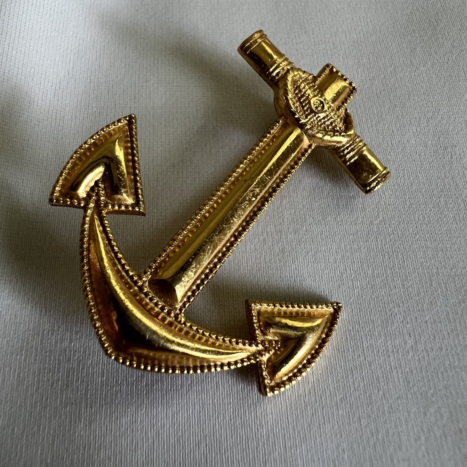 Vintage 10K Gold Filled Anchor Brooch Pin Nautical Sailor Military Emblem Vtg