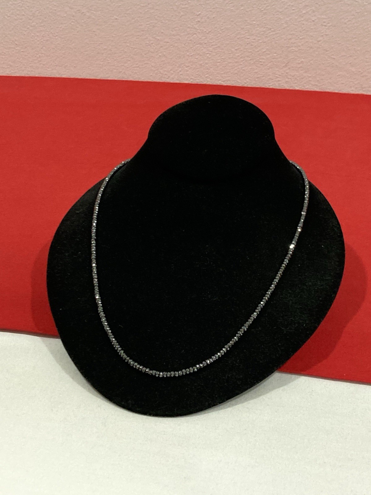 Vintage MILOR ITALY BRONZE Hematite Stone Beaded Chain Necklace 20.5″ NEW IN BOX