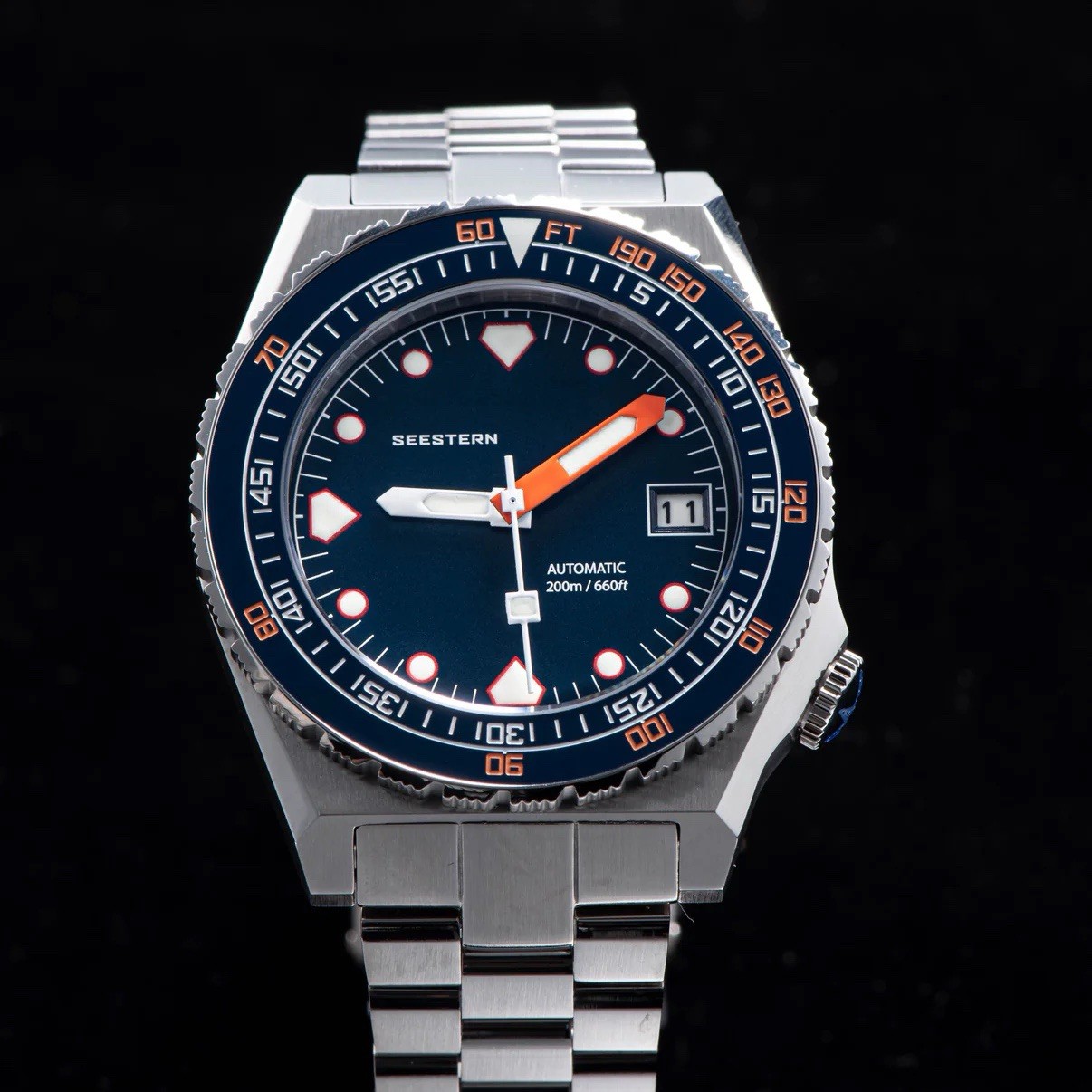 Seestern Vintage S407 600T Deep Blue Dial Ceramic Bezel sugess – diver watch GMT