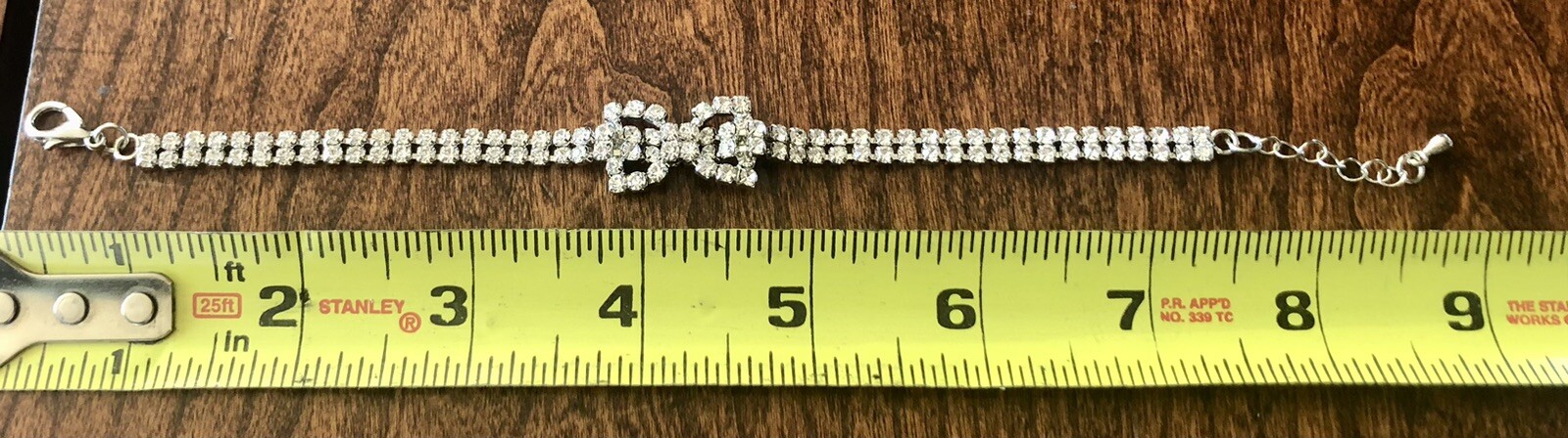 Beautiful Clear Rhinestone Bow Bracelet – Adjust To 8” – Special Occasion