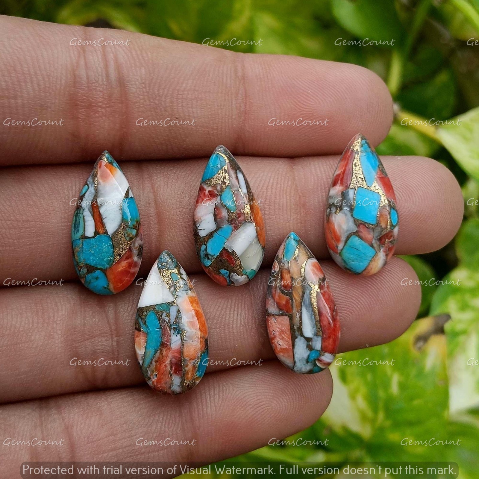 Natural Oyster Turquoise Long Pear Cabochon Handcrafted Gemstone 5x10mm-15x30mm