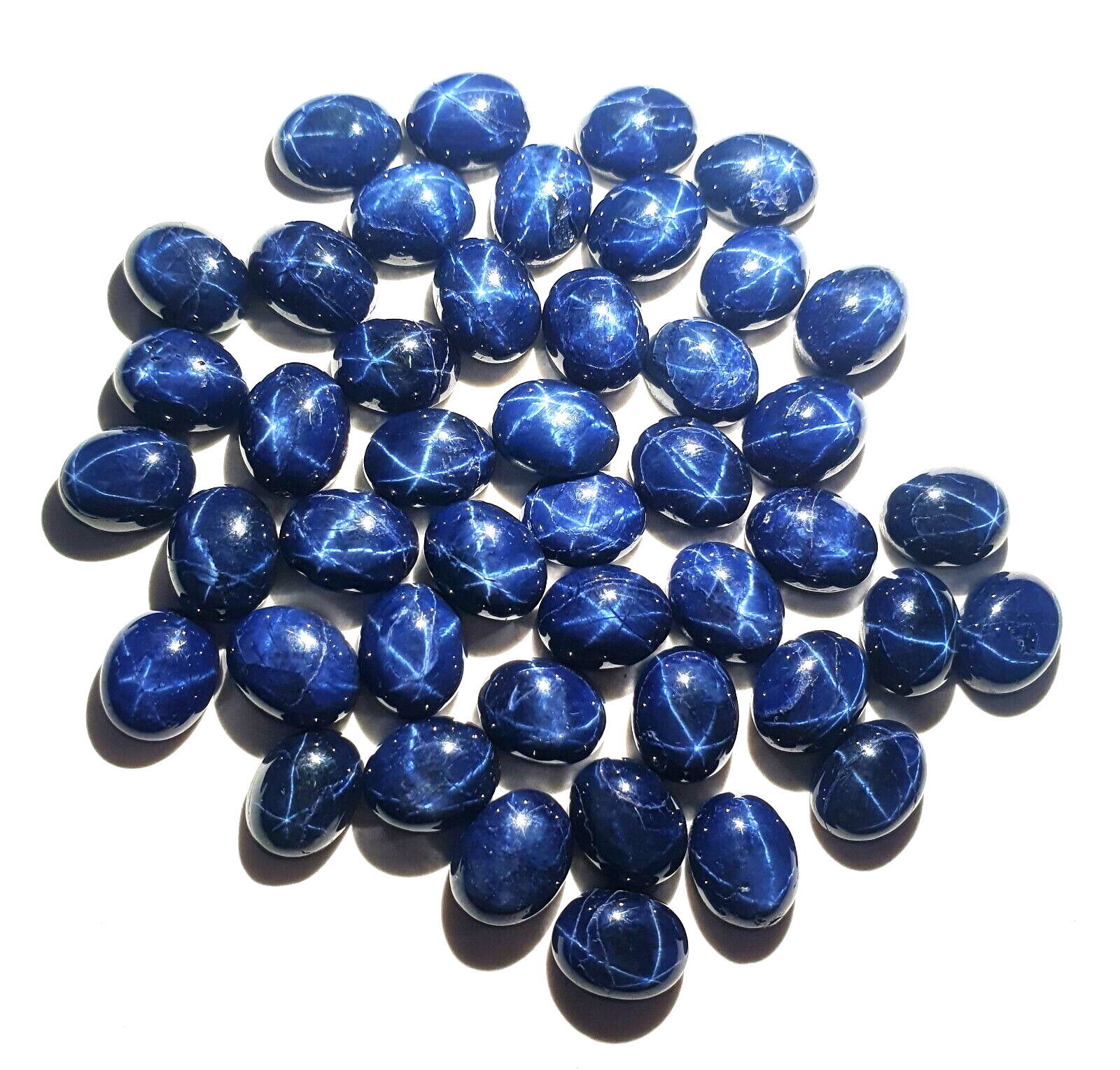 Natural Diffused Star Blue Sapphire Oval Cabochon Gemstone 5 Pcs 7*9 MM 17 CT