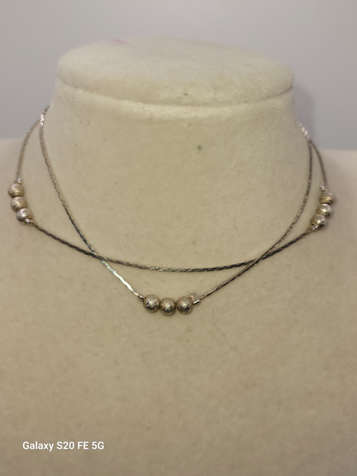 Vintage Sterling Liquid Silver Double Strand Beaded Ankle Bracelet Adjustable