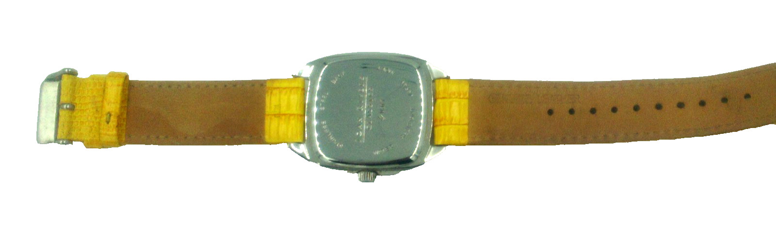 Joan Rivers Classics Yellow Leather Silver Tone CZ Watch V377 Needs Battery