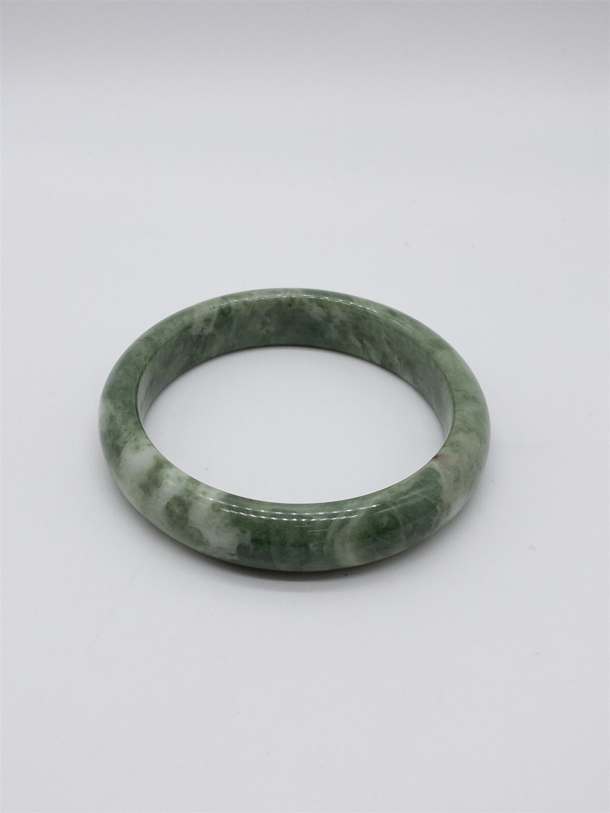 Estate $3000 300ct Natural Green White JADE Bangle Bracelet