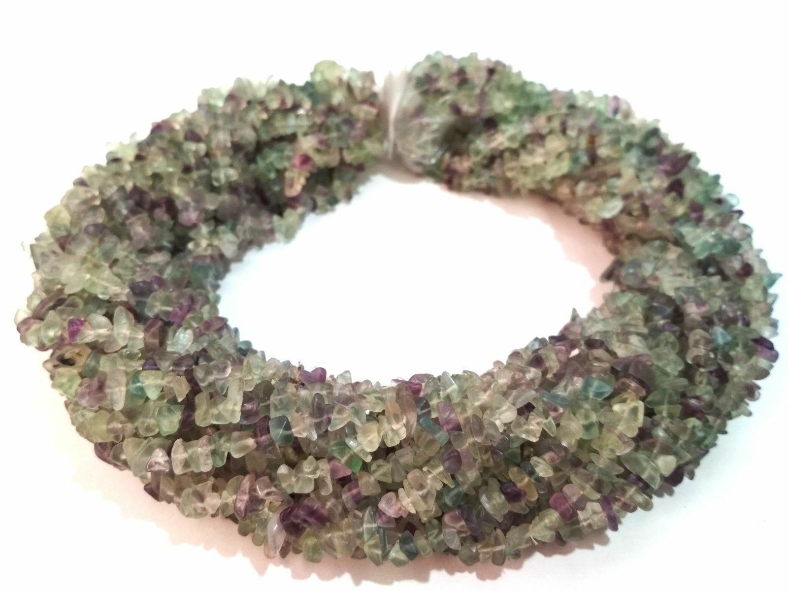 1-5 Strand Natural Multi Fluorite Smooth Chips Nuggets 4-6mm Loose Beads 34″inch