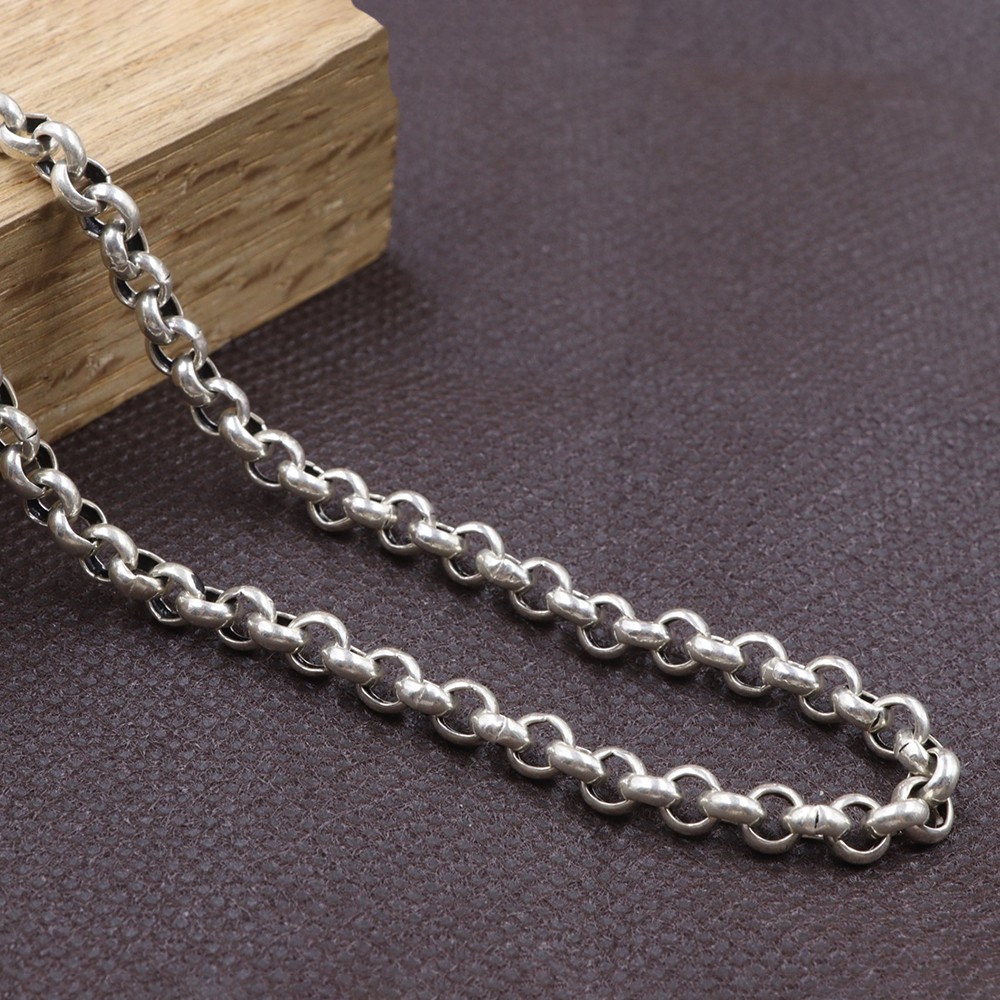 Pure 925 Sterling Silver Rolo Link Necklace 5mm Round Cable Chain 26-27g 25.6in