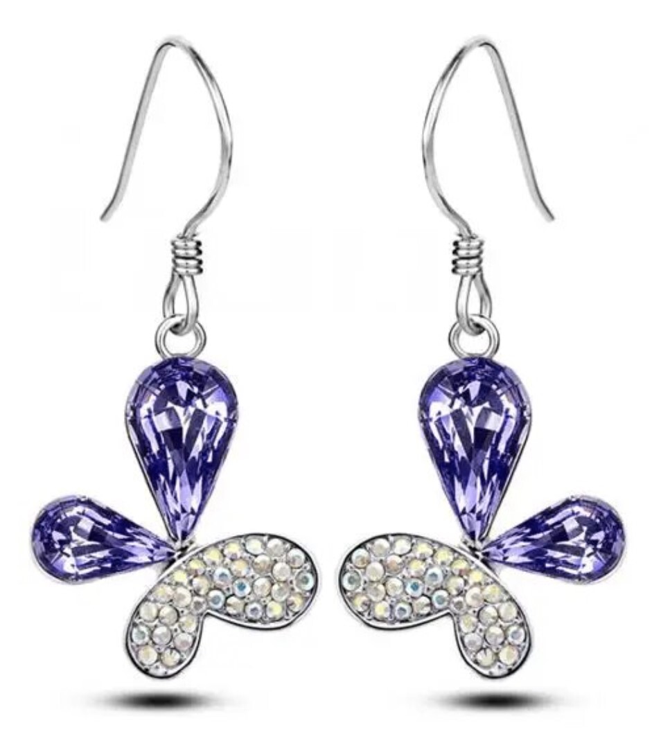 Alloy Crystal Butterfly Earrings ( 1 pair)