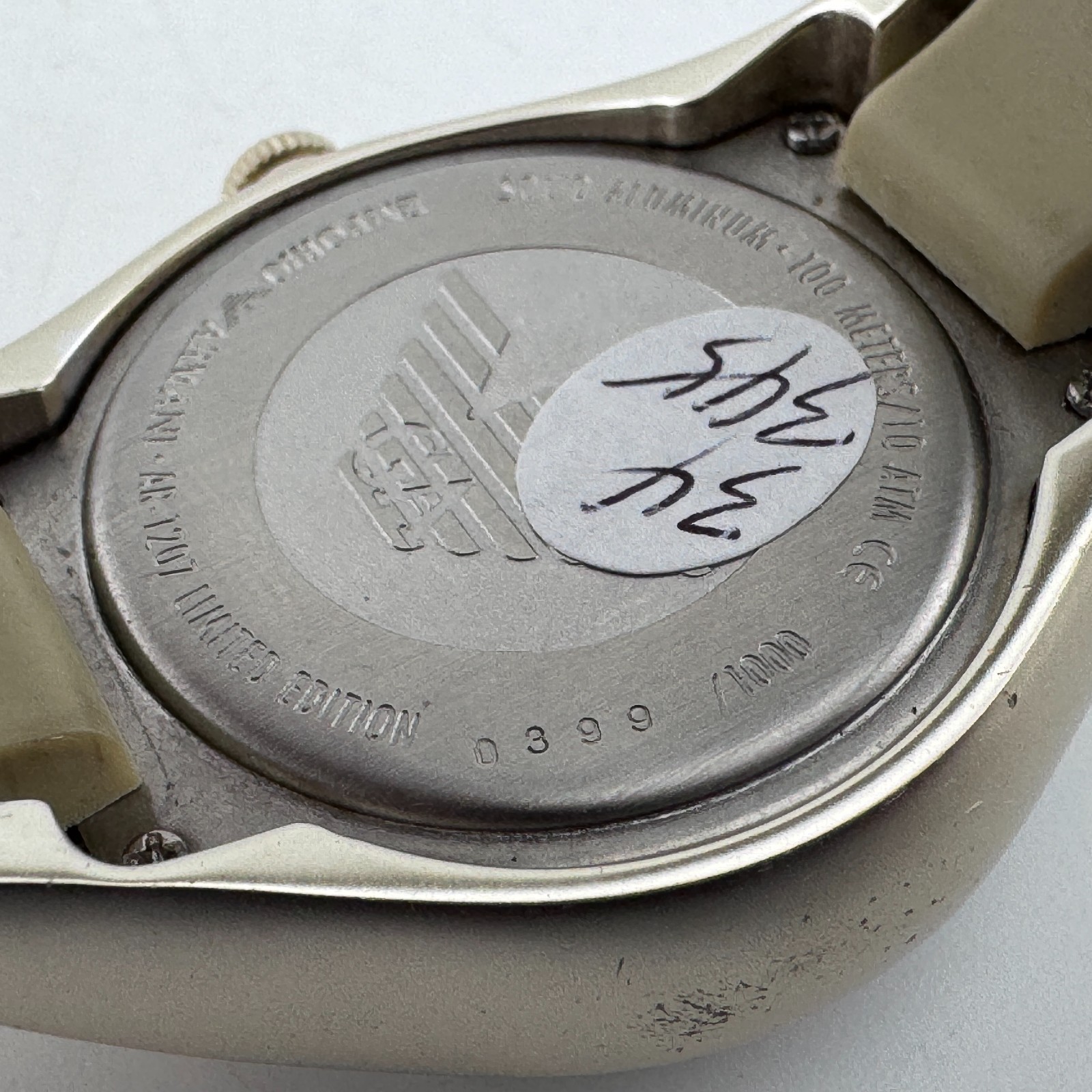 Emporio Armani Quartz Watch AR-1207 Unisex 100m Aluminum Date Analog New Battery