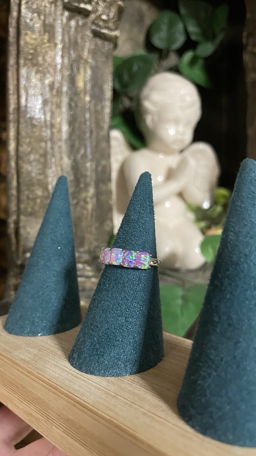 Bomb Party Ring Size 5 Pastel Pink And Purple Opals Silver Ring